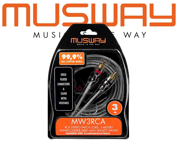 Musway Highclass Cinch-Kabel Vollkupfer Cinch-Audio-Kabel Stereo 3m MW3RCA