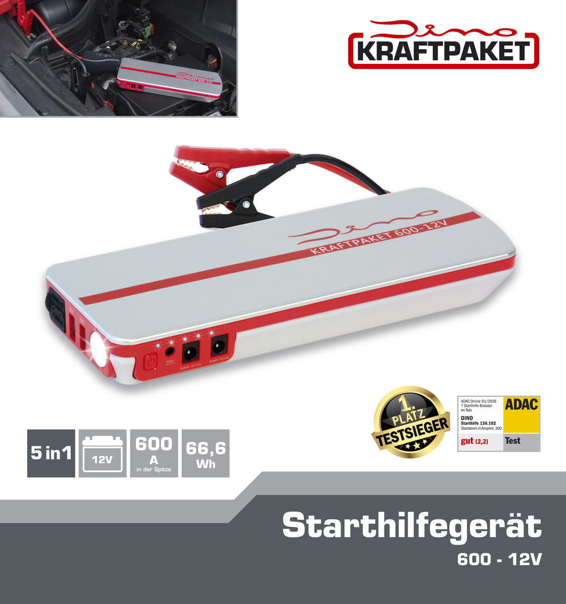 Dino Kraftpaket 600-12Volt Kfz-Starthilfeset Powerbank Booster in Bayern -  Steinwiesen