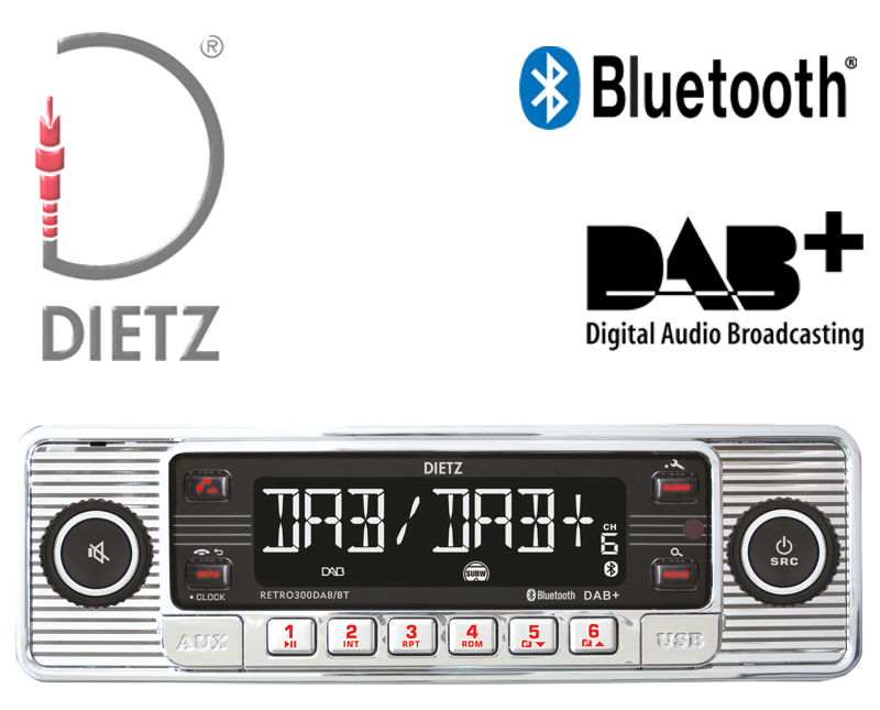 Retro Autoradio DAB+ USB Bluetooth Oldtimer chrom