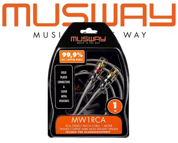 Musway Highclass Cinch-Kabel Vollkupfer Cinch-Audio-Kabel Stereo 1m MW1RCA